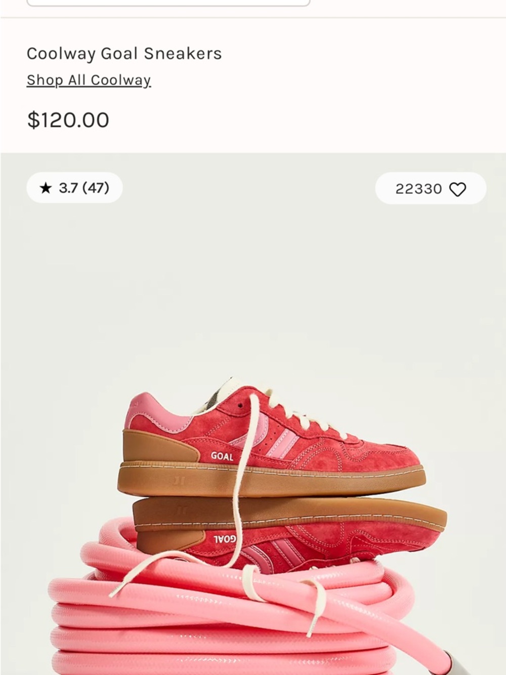 Coolway Goal Women's Pink Suede Sneakers with Gum Sole